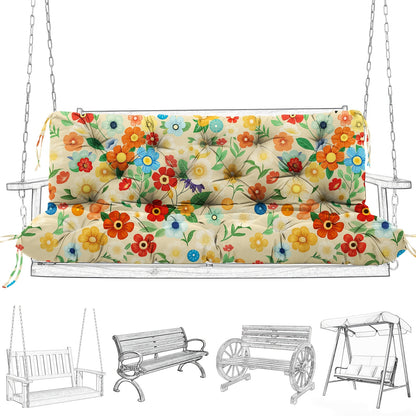 Outdoor Swing Cushion shown in the Chrysanthemum, 60 x 40 x 5 inches option