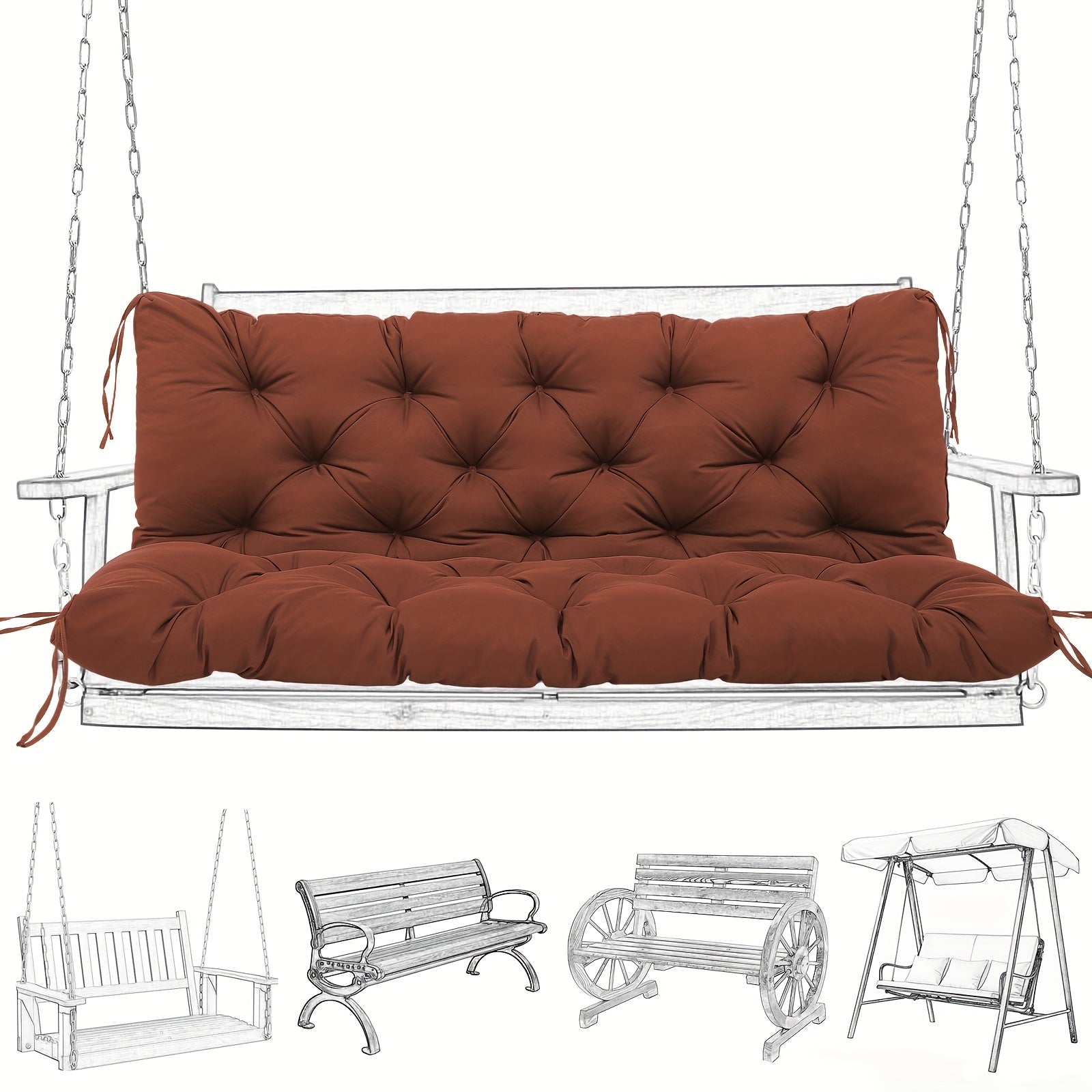 Outdoor Swing Cushion shown in the Coffee Color, 60 x 40 x 5 inches option
