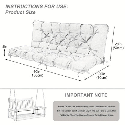 5-Inch Outdoor Swing Cushion with Waterproof Protection and Memory Foam for Patio detail image - detail view 4