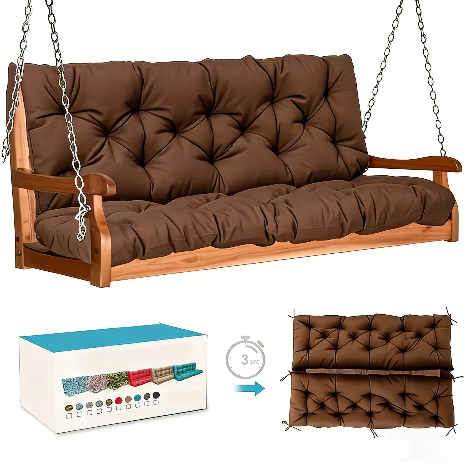 Patio Cushion shown in the Coffee (40×40 in) option
