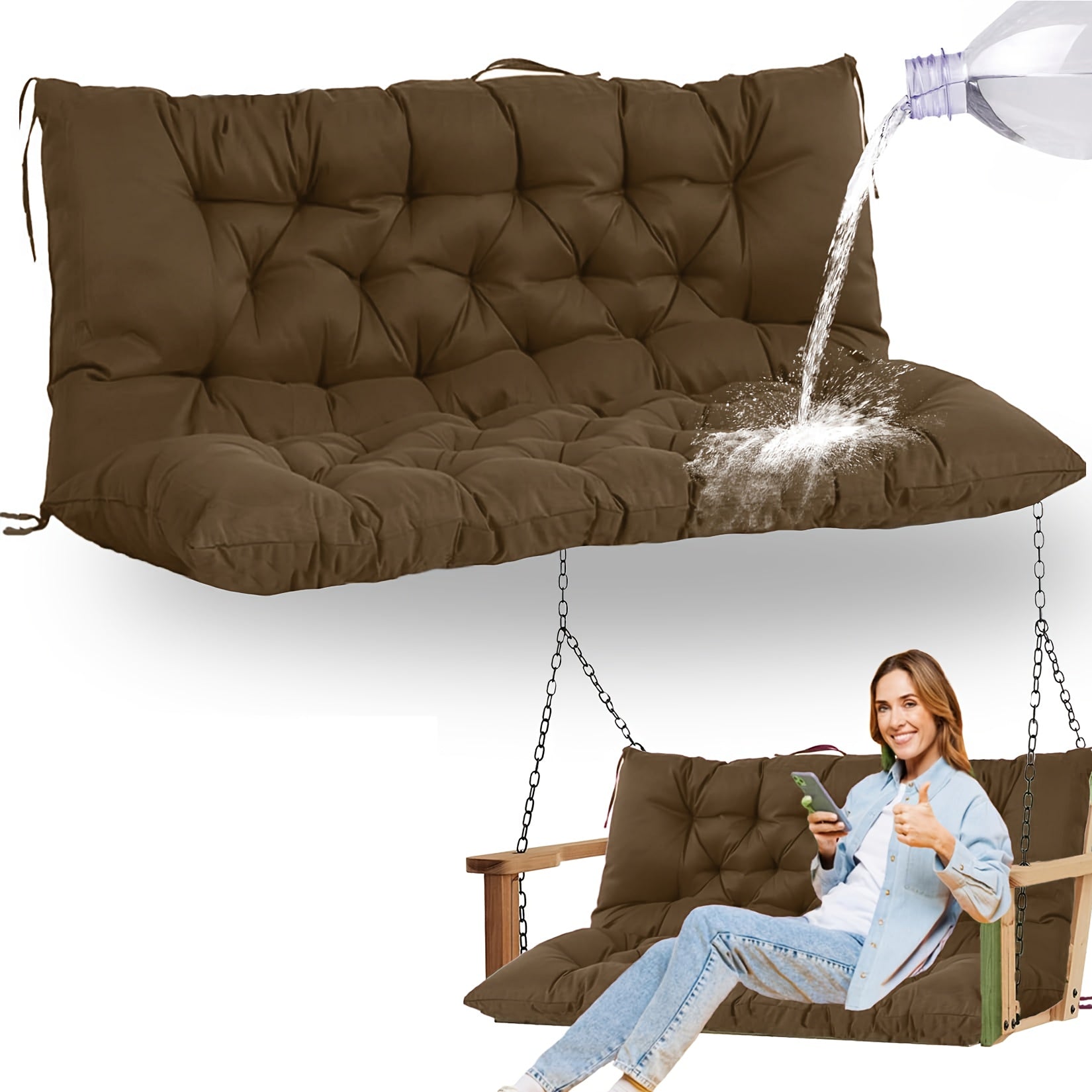 Patio Cushion shown in the coffee(New 5in thick) option