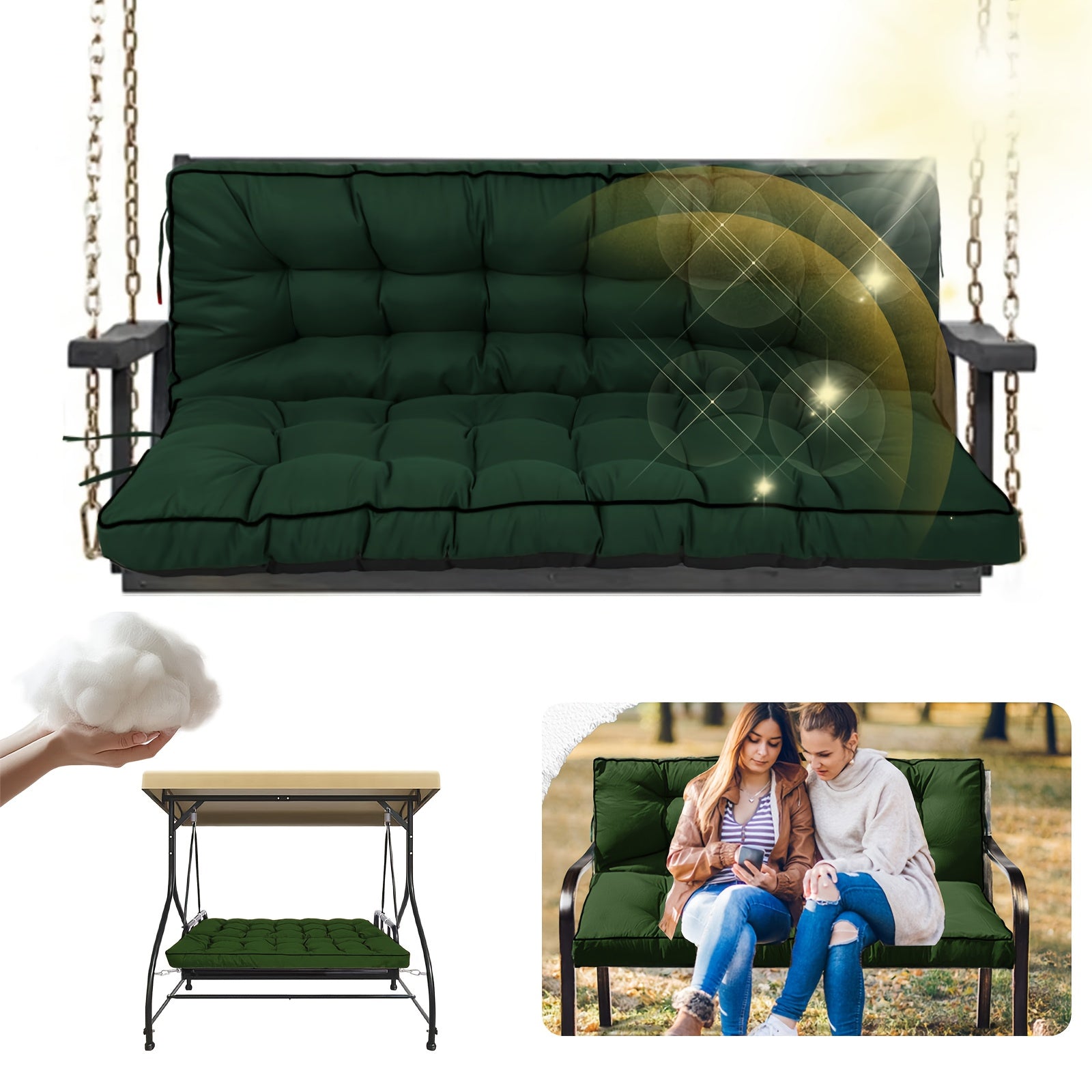 Patio Cushion shown in the Green (New 1.97inch thick) option