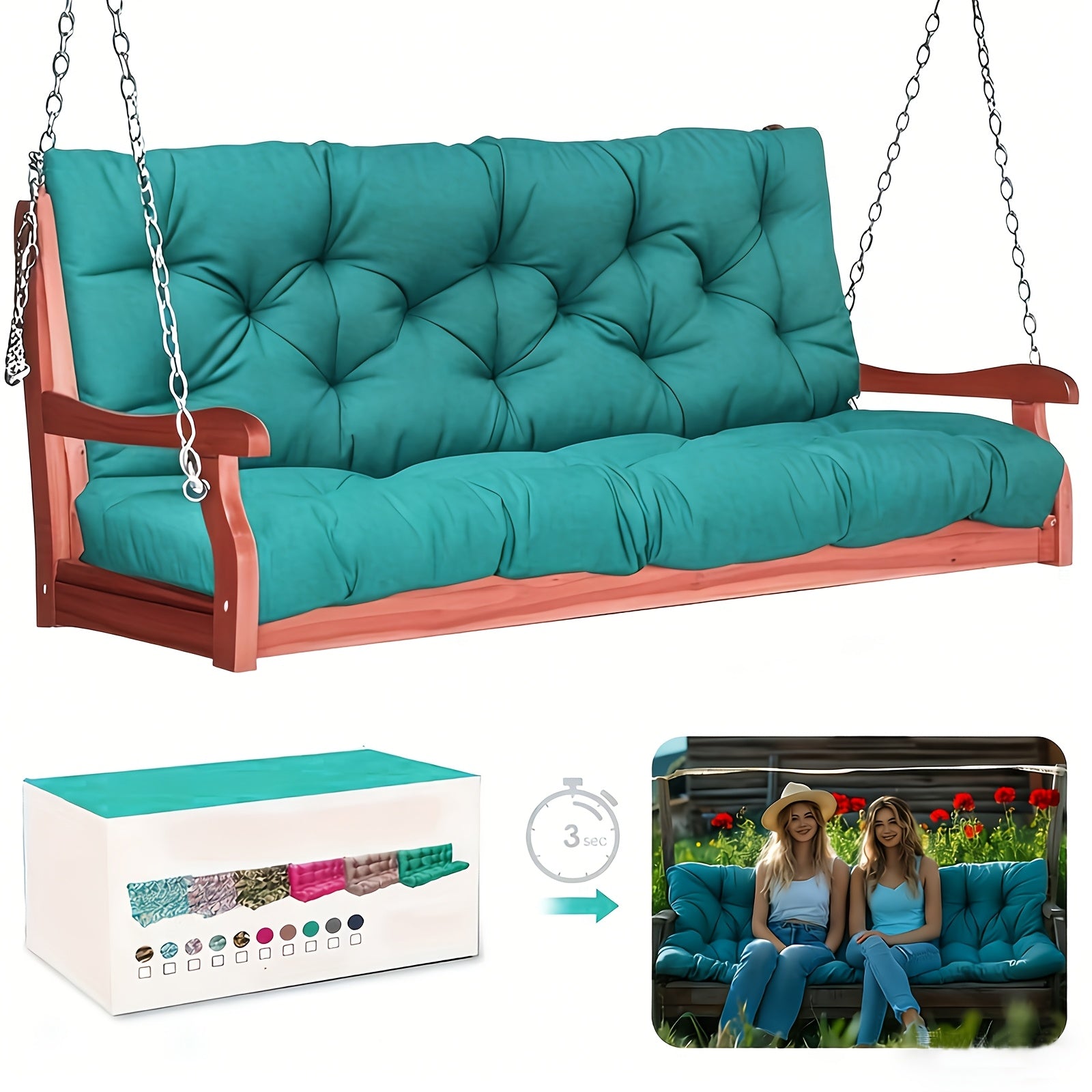 Patio Cushion shown in the Lake Blue (48×40 in) option
