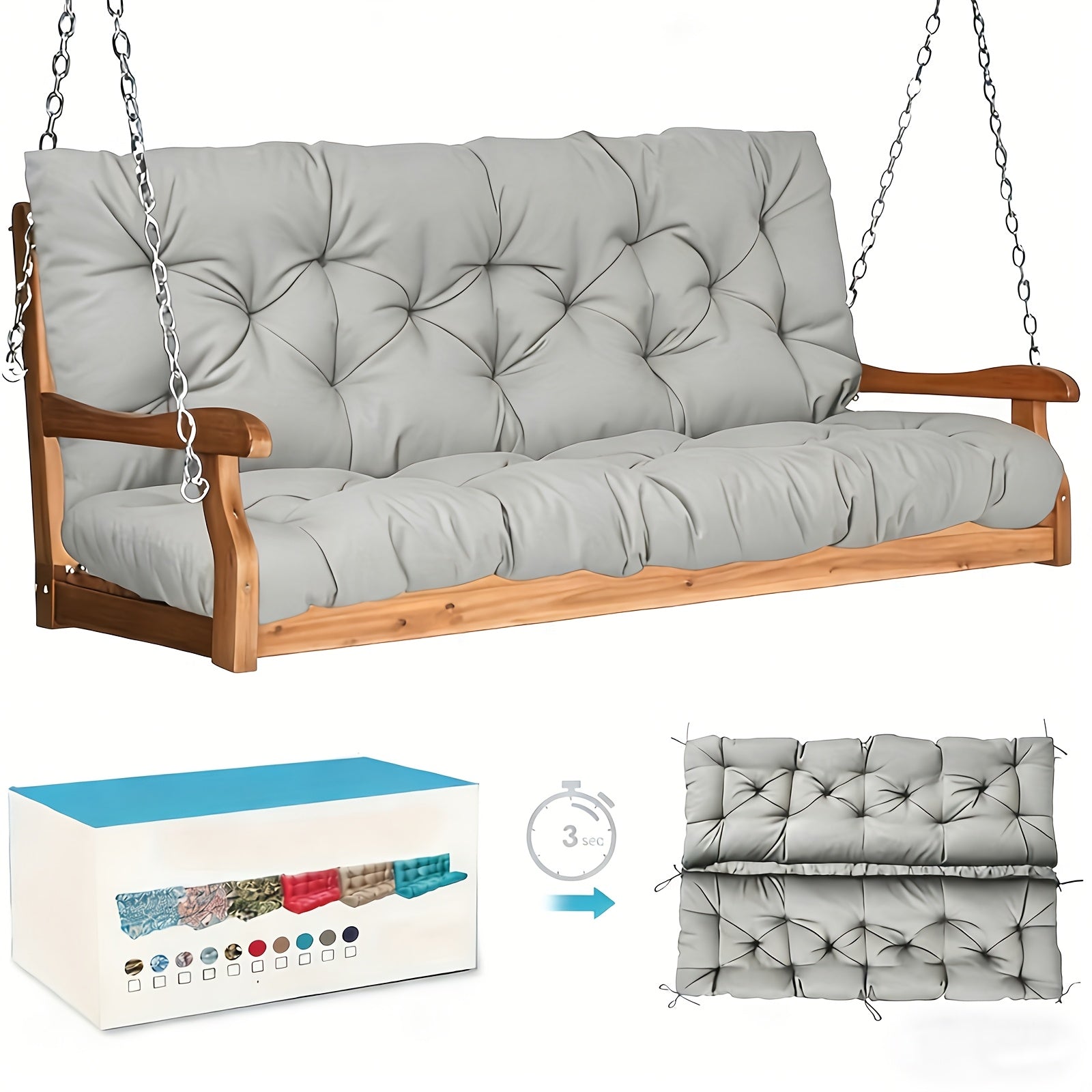 Patio Cushion shown in the Light Gray (48×40 in) option