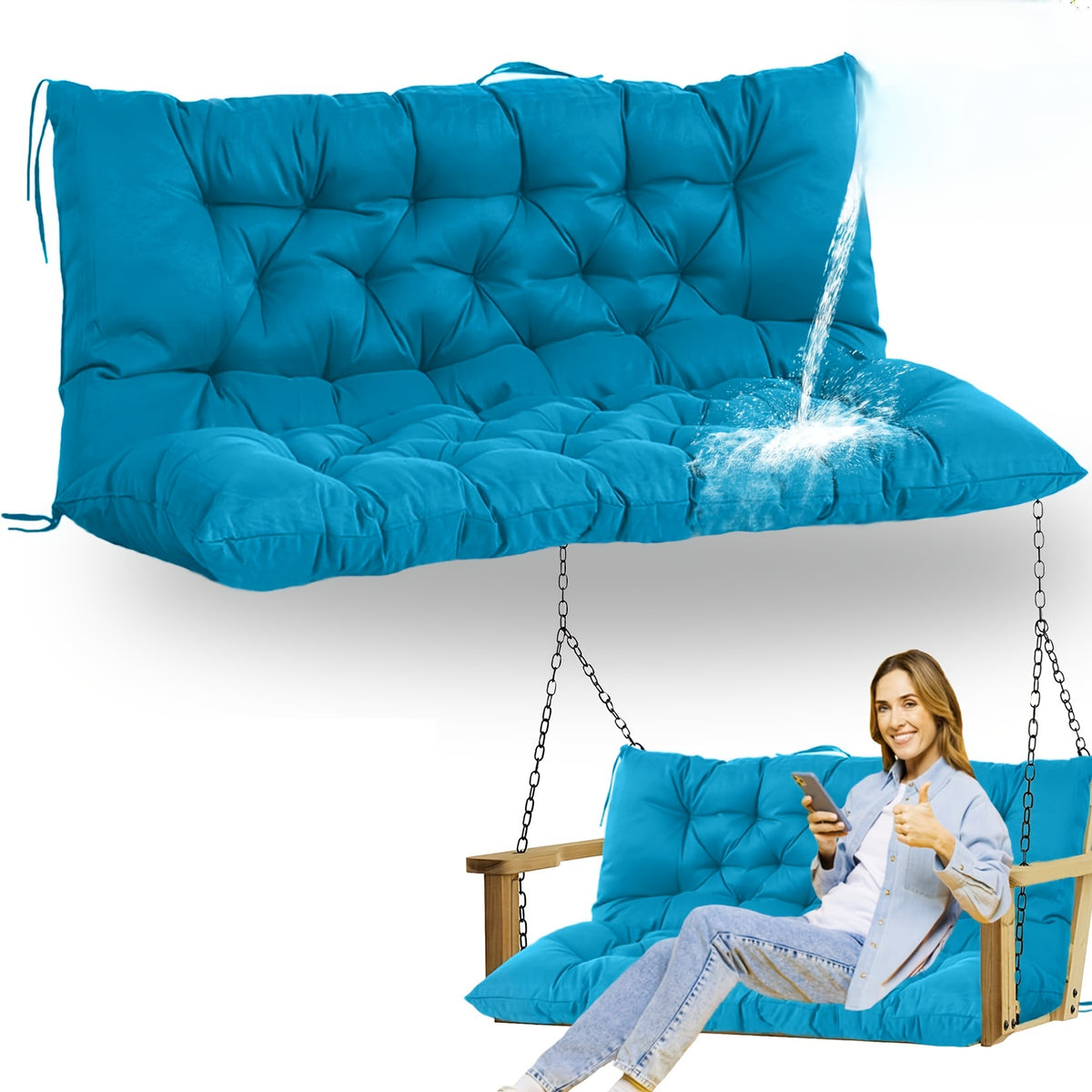 Patio Cushion shown in the sky blue(New 5in thick) option