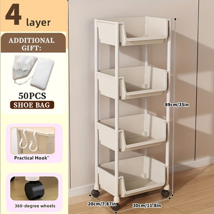 5-Layer Shoe Rack with Rolling Wheels for Organized Everyday Storage detail image - detail view 13