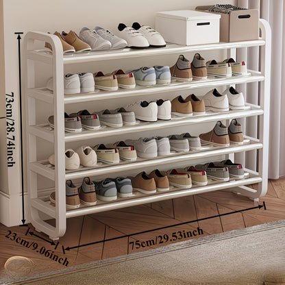 Shoe Rack shown in the White 5-layer shoe rack can hold 18 pairs of shoes option