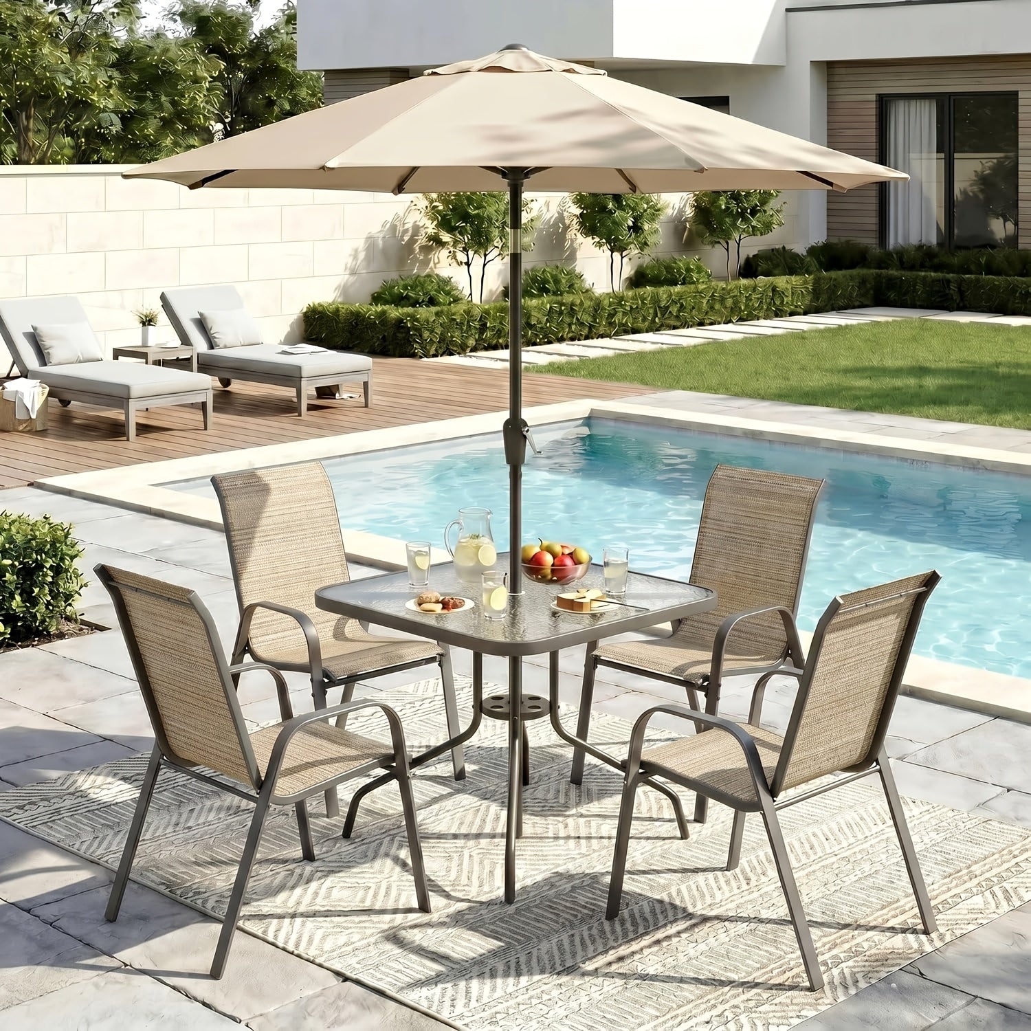 Patio Dining Set shown in the Brown Cloth option