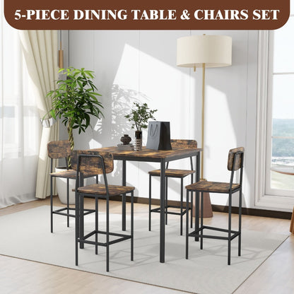 5-Piece Rectangular Dining Table Set for Kitchen and Home Office detail image - detail view 4