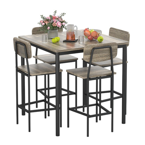 Dining Table Set, 5-Piece Industrial for 4, Rectangular Kitchen Table and Chairs for Small shown in the main product view
