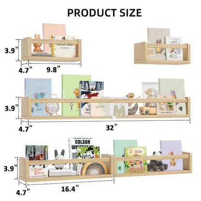 5-Piece Wall-Mounted Floating Wall Shelves for Nursery and Kids' Room detail image - detail view 4