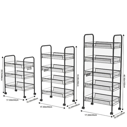 5-Tier 360° Rotating Storage Cart with 360° Swivel for Bathroom detail image - detail view 4