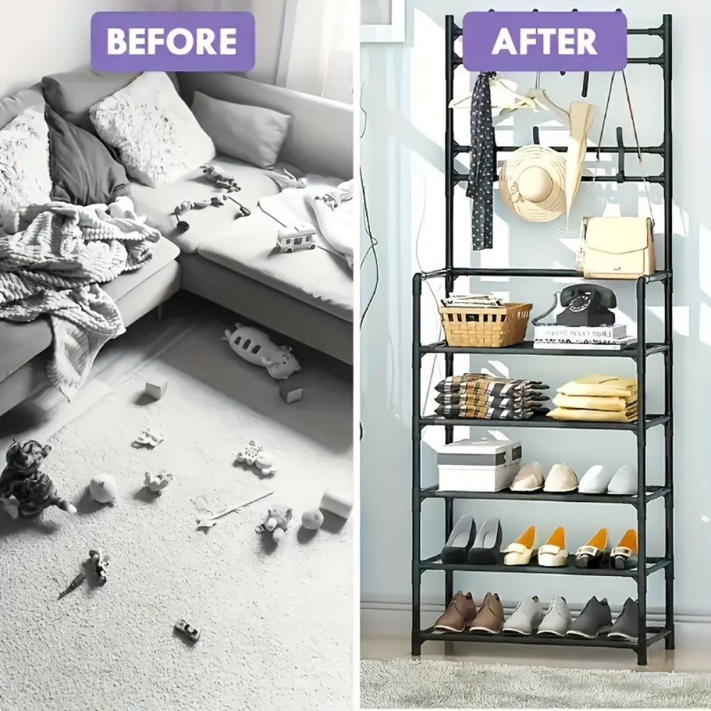 5-Tier Freestanding Coat Rack, Freestanding Garment Rack for Organized Everyday Storage detail image - detail view 7
