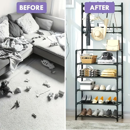5-Tier Freestanding Coat Rack, Freestanding Garment Rack for Organized Everyday Storage detail image - detail view 7