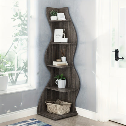 5-Tier Freestanding Corner Shelf for Living Room and Bedroom detail image - detail view 13