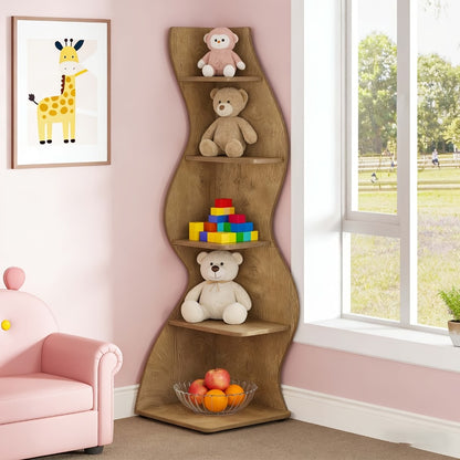 5-Tier Freestanding Corner Shelf for Living Room and Bedroom detail image - detail view 7