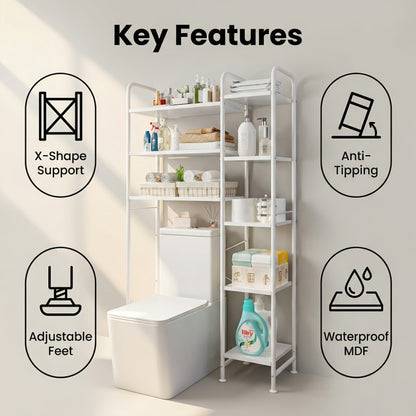 Over the Toilet Storage Shelf shown in the Black option