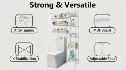 5-Tier Freestanding Over-the-Toilet Storage Organizer, Toilet Shelf Organizer detail image - detail view 13
