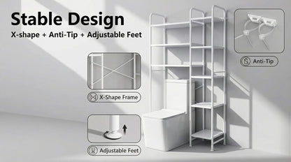 5-Tier Freestanding Over-the-Toilet Storage Organizer, Toilet Shelf Organizer detail image - detail view 14