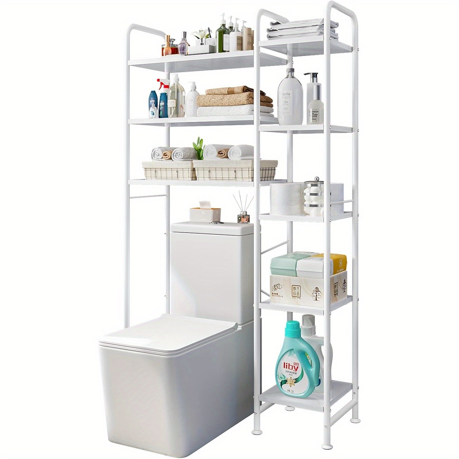 Over the Toilet Storage Shelf shown in the White option