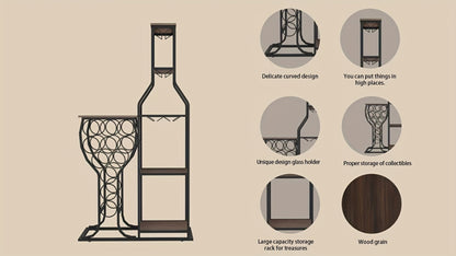 5-Tier Freestanding Wine Rack with Wine Glass Holder for Organized Everyday Storage detail image - detail view 15