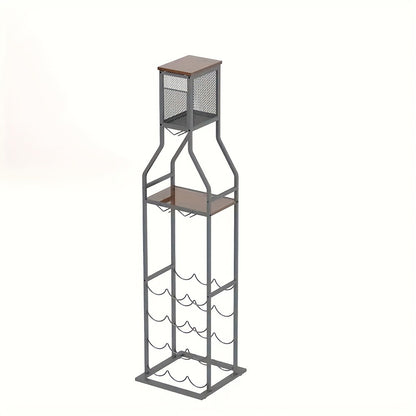 5-Tier Freestanding Wine Rack with Wine Glass Holder for Organized Everyday Storage detail image - detail view 5