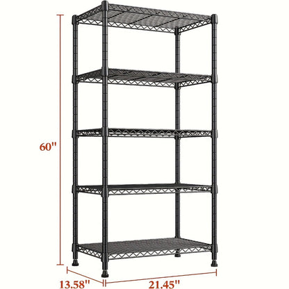 5-Tier Heavy-Duty Wire Shelving Unit with Adjustable Shelves and Tool-Free Assembly detail image