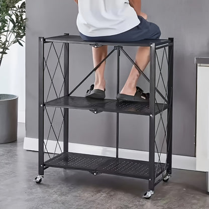 5-Tier Outdoor Storage Rack with Rolling Wheels and Tool-Free Assembly for Patio detail image - detail view 12