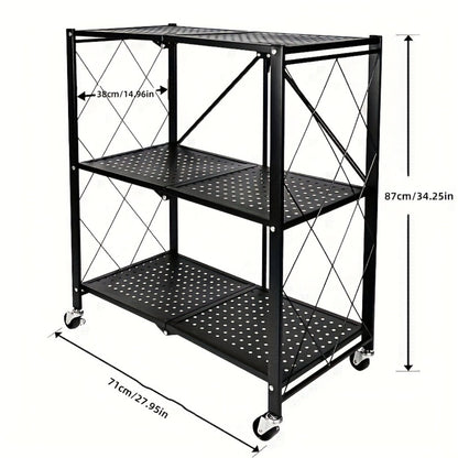 5-Tier Outdoor Storage Rack with Rolling Wheels and Tool-Free Assembly for Patio detail image - detail view 3
