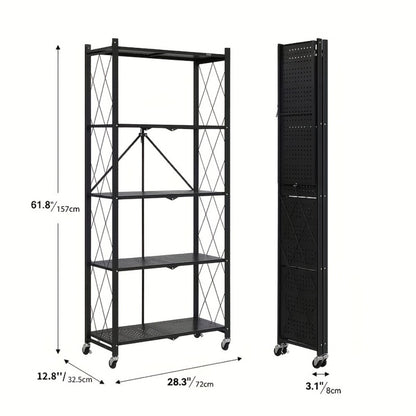 5-Tier Outdoor Storage Rack with Rolling Wheels and Tool-Free Assembly for Patio detail image - detail view 4