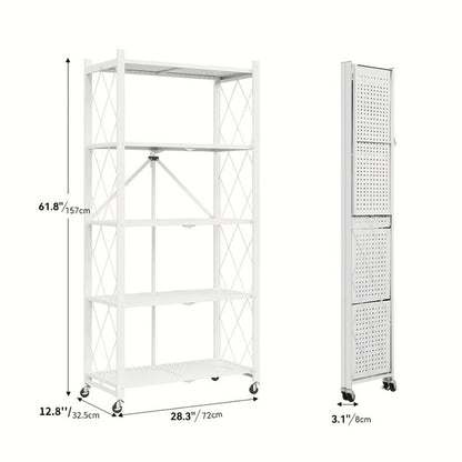 5-Tier Outdoor Storage Rack with Rolling Wheels and Tool-Free Assembly for Patio detail image - detail view 7