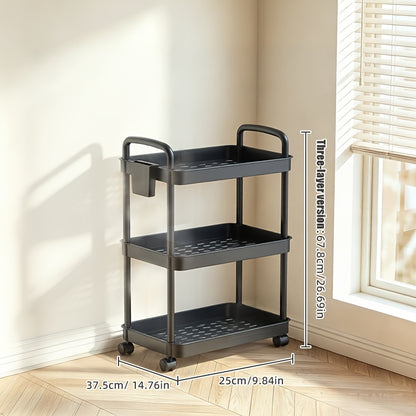 Rolling Utility Cart shown in the black, 3-Tier option
