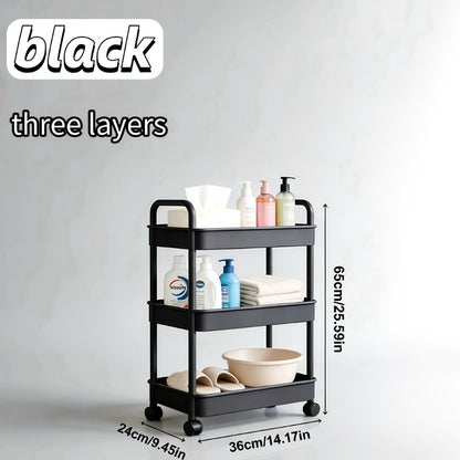 5-Tier Rolling Storage Trolley Rack with Rolling Wheels and Open Shelves for Bedroom detail image - detail view 10