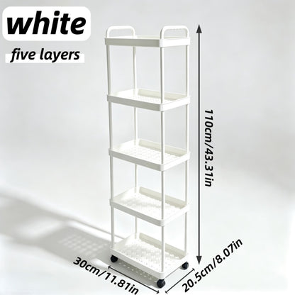 5-Tier Rolling Storage Trolley Rack with Rolling Wheels and Open Shelves for Bedroom detail image - detail view 5