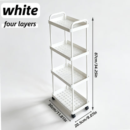 Storage Trolley Rack shown in the White, 4 Tiers option