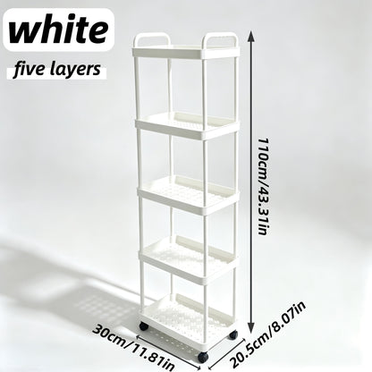 Storage Trolley Rack shown in the White, Five Tiers option