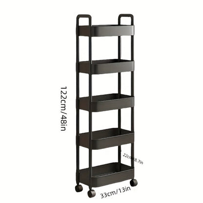 5-Tier Slim Storage Cart with Adjustable Shelves for Organized Everyday Storage in Bedroom detail image - detail view 4