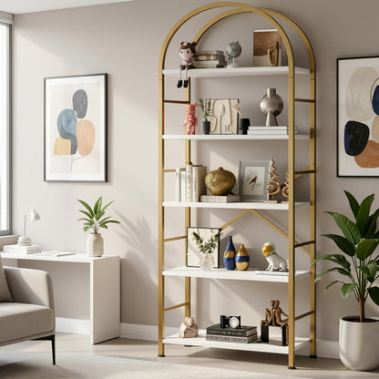 5-Tier Tall Bookshelf, Display Storage Shelf for Organized Everyday Storage in Bedroom detail image - detail view 8