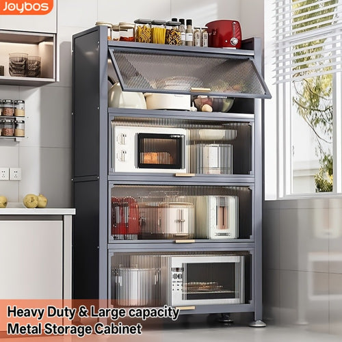 Kitchen Cabinet, 5-Tier Heavy Duty Metal with Acrylic Doors - Extra Tall Pantry Organizer shown in the main product view