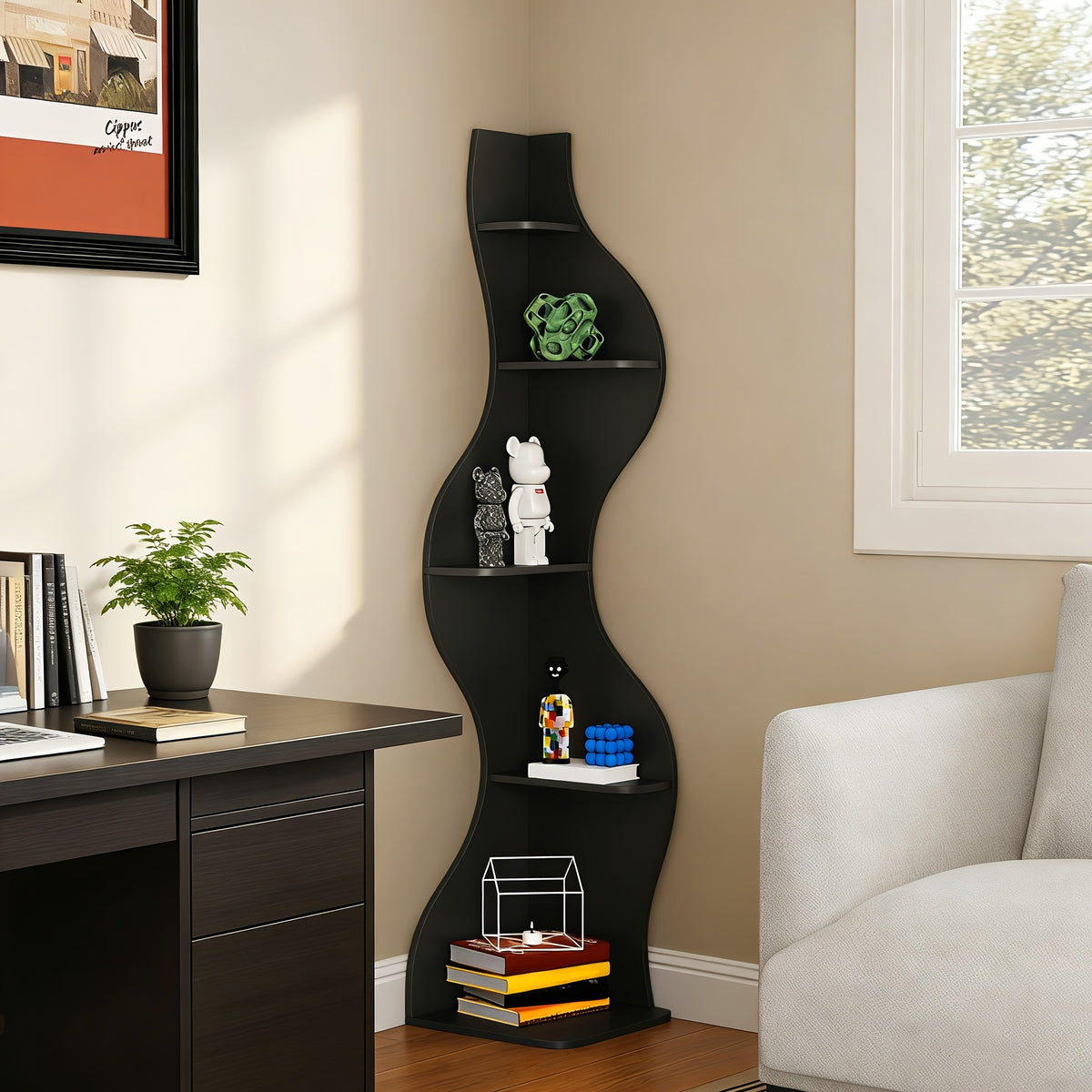Bookshelf shown in the Black option