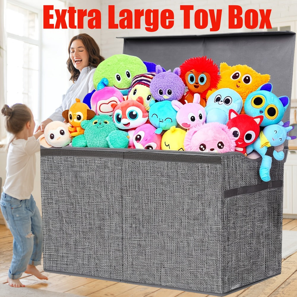 Kids Box Chest - Extra Large Lightweight Collapsible Storage Organizer Boxes Bins Baskets for Children, Boys, Girls, for nursery Room, Playroom, Closet Home Storage Boxes with Big Handles for Nursery, 26.8"X13.8"X16"