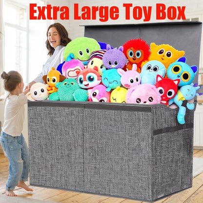 Kids Box Chest - Extra Large Lightweight Collapsible Storage Organizer Boxes Bins Baskets for Children, Boys, Girls, for nursery Room, Playroom, Closet Home Storage Boxes with Big Handles for Nursery, 26.8"X13.8"X16"