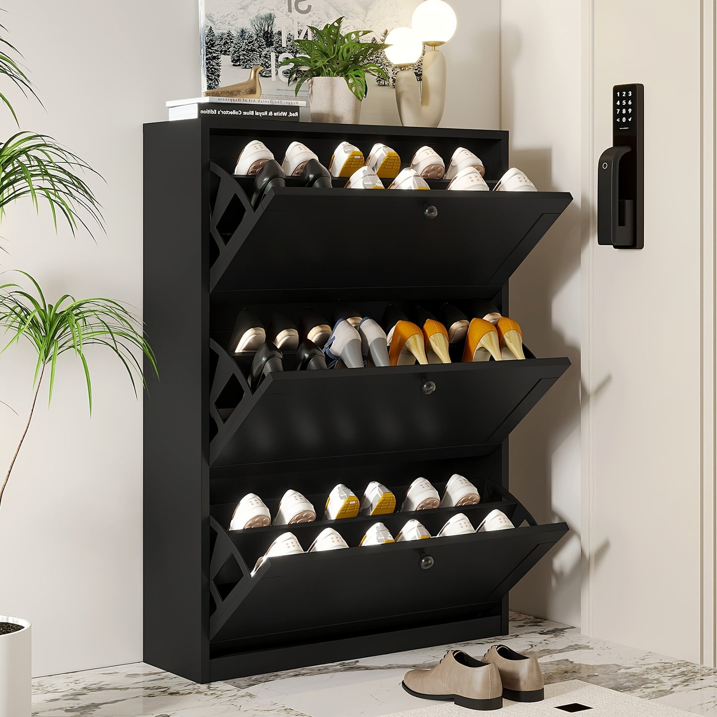 Shoe Organizer with 2/3/4 Flip Drawer, Shoe Rack for Entry, Hallway, Living Room, Bedroom