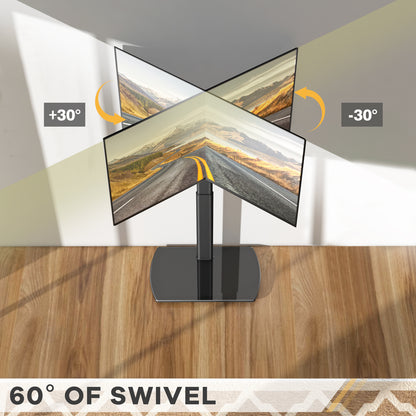 Swivel TV Floor Stand with Mount for Apple TV/Roku Ultra, Universal for 32-65 Inch LCD LED Flat Screen, Height Adjustable TV Mount Stand with Shelf, Space Saving Corner TV Stand for Home Office,C