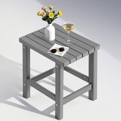 Adirondack Square Side Table HDPE Weather Resistant Outdoor End Table for Patio Backyard Pool Beach Easy Maintenance 5 Colors