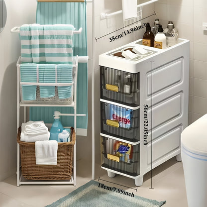Luxury Slim Storage Cabinet with Drawers - Durable & Waterproof PP Material, Multi-Functional Storage Box, Suitable for Bathroom, Kitchen, Personal Care Product Dispensing And More, Ideal for Small Spaces, Storage Drawer Unit