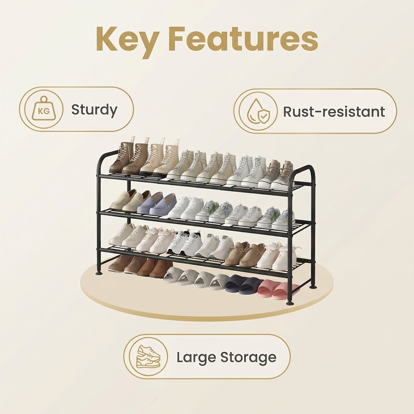 Shoe Rack Long 2/3/4 Tier Shoe Storage Organizer Metal Wide Shoe Shelf for Closet Entryway Bedroom 16/24/32 Paris Large Capacity