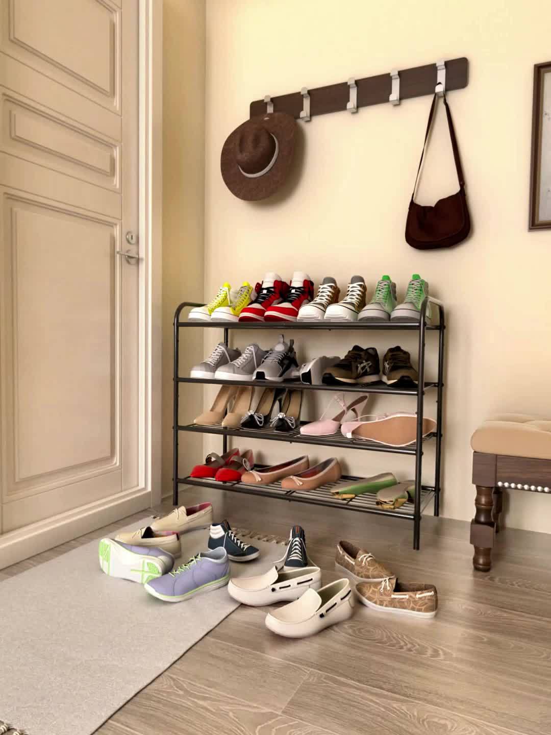 5/6-Tier Black Shoe Storage Cabinet for Household Shoe Organization, Foldable & Modular Design, Flip-Top Lid with Clear See-Through Window for Easy Access