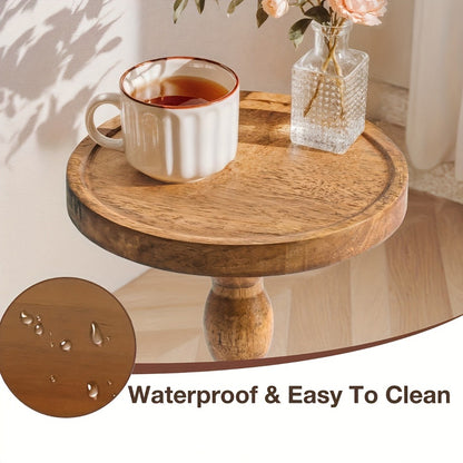 Small Side Table with Solid Wood Legs Modern Accent Table for Living Room Bedroom & Office - Plant Stand Coffee Table End Table for Small Spaces | Walnut Black Round Table Options