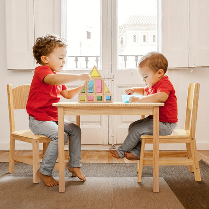 Solid Wood Toddler Table and Chair Set Ergonomic Kids Activity Table for Arts Crafts Reading Preschool Playroom Kindergarten Children Gift